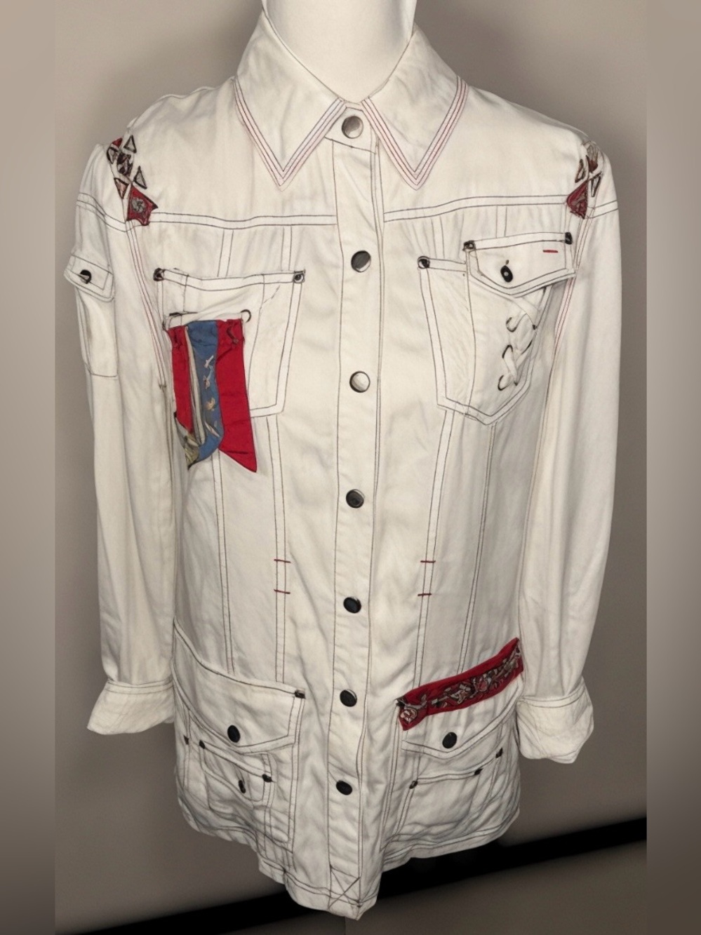 DOUBLE D RANCH || Button Down Shirt-Jacket in Ivory - SZ XS - Picture 5 of 9
